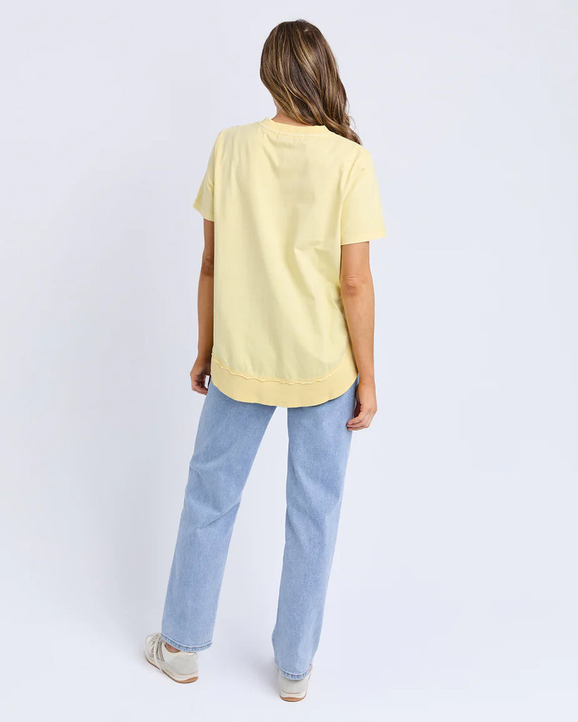 Farrah Tee - Lemon-Foxwood-A new t-shirt to the Foxwood range based on our best selling Farrah Long Sleeve Tee. This 100% Fresh Pima Cotton tee features a classic crew neckline and raw edge detail and is a wonderful everyday stylish option for your casual wardrobe. Round neckline Raw edge detail Relaxed fit 100% Cotton Model is wearing a size 10-Pash + Evolve