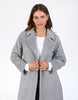 Farrah coat - grey marle-Elm-A coat for the ages. This gorgeous wool melton blend coat features a endlessly flattering long line shape with button openings and lapel collar. The jacket has pockets and is not lined making it versatile for all weather. Long line shape Button opening with pockets No lining 90% Polyester, 10% Wool Model is wearing a size 10-Pash + Evolve