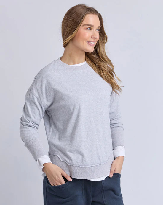 Farrah long sleeve - Grey marle-Foxwood-A new crew to the Foxwood range the Farrah Long Sleeve in 100% Fresh Pima Cotton features a classic crew neckline and raw edge detail. This relaxed fit jumper is an easy everyday wear. Round neckline Raw edge detail Relaxed fit Pima Cotton Jersey Our model is 176cm and wears Size 10-Pash + Evolve