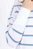 Farrah long sleeve - white/cornet blue stripe-Foxwood-A new crew to the Foxwood range the Farrah Long Sleeve in 100% Fresh Pima Cotton features a classic crew neckline and raw edge detail. This relaxed fit jumper is an easy everyday wear. Round neckline Raw edge detail Relaxed fit Pima Cotton Jersey Our model is 176cm and wears Size 10-Pash + Evolve