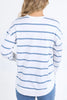 Farrah long sleeve - white/cornet blue stripe-Foxwood-A new crew to the Foxwood range the Farrah Long Sleeve in 100% Fresh Pima Cotton features a classic crew neckline and raw edge detail. This relaxed fit jumper is an easy everyday wear. Round neckline Raw edge detail Relaxed fit Pima Cotton Jersey Our model is 176cm and wears Size 10-Pash + Evolve