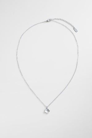 Fleur necklace - silver-Zarla-A fine chain finished with a softly sculpted floral pendant. Light-catching and minimal, it brings a cool, luminous feel to your look. Feminine, effortless, and perfect for everyday wear. *Rhodium Plated Solid Brass Base *Water proof: Can be worn in the ocean or pool-Pash + Evolve