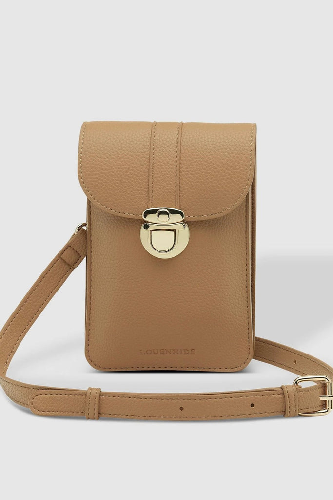 Fontaine Phone Crossbody Bag - Latte-Louenhide-The Louenhide Fontaine Latte Phone Crossbody Bag is the perfect accessory for any lover of colour. While offering versatility and fuss-free functionality to your day-to-day life, you can keep your phone and everyday essentials within reach without sacrificing style. While utilising the two main compartments that fit up to the largest phones, this fun sized phone bag features a clear, touch-sensitive window that allows you to effortlessly use your phone without 