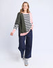 Freja knit - navy block stripe-Elm-*Long sleeve *Block stripe *Round neck *Hi-Low hemline *Relaxed fit *Viscose,Nylon,Polyester, Wool blend-Pash + Evolve