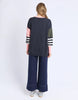 Freja knit - navy block stripe-Elm-*Long sleeve *Block stripe *Round neck *Hi-Low hemline *Relaxed fit *Viscose,Nylon,Polyester, Wool blend-Pash + Evolve