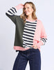 Freja knit - navy block stripe-Elm-*Long sleeve *Block stripe *Round neck *Hi-Low hemline *Relaxed fit *Viscose,Nylon,Polyester, Wool blend-Pash + Evolve