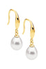 Freshwater pearl drop earring - gold plated-Ellani-Freshwater pearl drop on a hook SS gold plated Comes packaged in Gorgeous Ellani packaging-Pash + Evolve