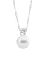 Freshwater pearl pendant - silver-Ellani-Freshwater pearl with claw set cubic zirconia. Sterling silver rhodium plated Comes packaged in Gorgeous Ellani packaging-Pash + Evolve