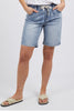 Gabby Bermuda Short - Mid Blue-Foxwood-Super flattering and offering next level comfort, the Gabby Bermuda length shorts feature a elasticated waist with drawstring and a mid rise for tummy hugging comfort. These high-stretch denim shorts have a relaxed leg and you'll want to live in them, we promise! COTTON/POLYESTER & ELASTANE Model wears Size 10 and is 178cm tall-Pash + Evolve