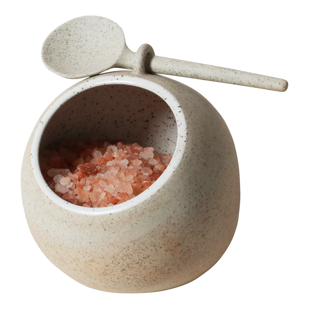 Garden to table - salt pig-Robert gordon-The love of the backyard lifestyle and all things homegrown has inspired our Garden To Table collection. The natural clay body with flecks of iron add charm, with subtle variations all part of the handcrafted process. May each piece inspire you to grow and enjoy your garden, however big or small. Made from stoneware Microwave and Dishwasher Safe Earthy clay body with light organic glaze Comes with ceramic spoon 10cm x 9cm Designed in Australia-Pash + Evolve