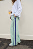 Gigi Wide Leg Terry Trackpant - seafoam/polo blue side stripe-Ceres Life-Organic terry cotton Regular fit Wide leg Side pockets Decorative side stripe for a sporty vibe 100% Cotton-Pash + Evolve