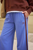 Gigi wide leg trackpant - vintage blue mixed side stripe-Ceres Life-Organic terry cotton Regular fit Wide leg Side pockets Decorative side stripe for a sporty vibe Hang garment to dry after washing and hot iron side trim at seams if required 100% Cotton-Pash + Evolve