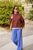 Gigi wide leg trackpant - vintage blue mixed side stripe-Ceres Life-Organic terry cotton Regular fit Wide leg Side pockets Decorative side stripe for a sporty vibe Hang garment to dry after washing and hot iron side trim at seams if required 100% Cotton-Pash + Evolve