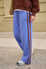 Gigi wide leg trackpant - vintage blue mixed side stripe-Ceres Life-Organic terry cotton Regular fit Wide leg Side pockets Decorative side stripe for a sporty vibe Hang garment to dry after washing and hot iron side trim at seams if required 100% Cotton-Pash + Evolve