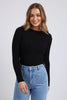 Greta long sleeve - black-Foxwood-Rib fabric Round neckline Long sleeve Viscose Polyester Nylon-Pash + Evolve