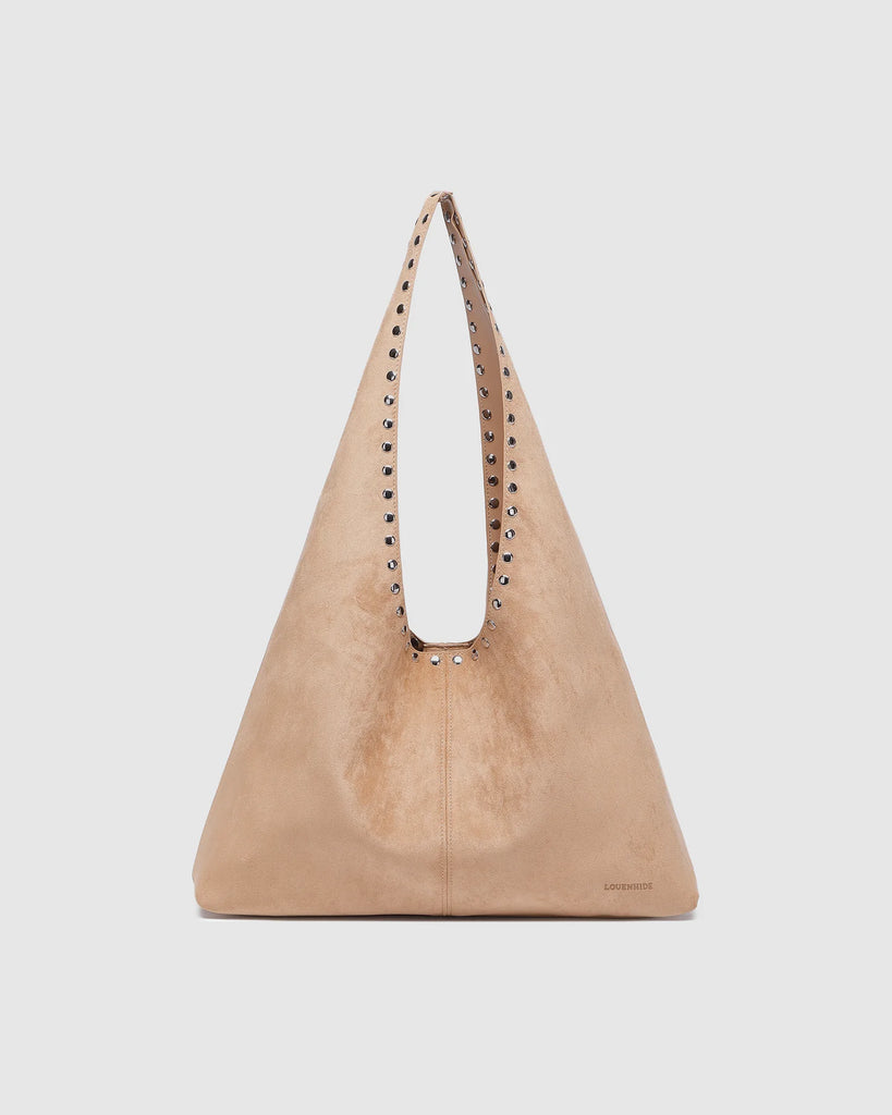 Hailey Suedette Shoulder Bag - Blonde-Louenhide-The Hailey Blonde Suedette Shoulder Bag brings all the soft, easy charm your weekend plans deserve, crafted from rich faux suede for a luxe, textured feel. Her gently slouchy silhouette and studded shoulder strap add a hint of edge to an otherwise understated design, giving her the refined attitude of a studded hobo bag. Internal Features Slip Pocket External Features Stud Detailing Internal Lining Polyurethane Vegan Leather 100% Lining Handle Height 27cm Clo