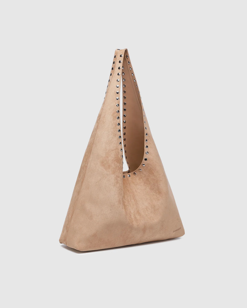Hailey Suedette Shoulder Bag - Blonde-Louenhide-The Hailey Blonde Suedette Shoulder Bag brings all the soft, easy charm your weekend plans deserve, crafted from rich faux suede for a luxe, textured feel. Her gently slouchy silhouette and studded shoulder strap add a hint of edge to an otherwise understated design, giving her the refined attitude of a studded hobo bag. Internal Features Slip Pocket External Features Stud Detailing Internal Lining Polyurethane Vegan Leather 100% Lining Handle Height 27cm Clo