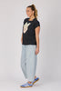 Half Collar Tee - Black Falling Hearts-One Ten Willow-The Half Collar Tee in Black Falling Hearts is crafted from a soft cotton blend for easy everyday wear. Featuring a relaxed fit with a round neckline, short sleeves, and a half-collar detail for a modern touch, this tee combines casual comfort with subtle style. Fabric: 80% COTTON, 15% POLYESTER, 5% ELASTANE – soft with a gentle stretchFit: Relaxed fit. Our model is 176cm tall (size 8–10) and wears a size small.Designed in Geelong, Victoria — proudly cre