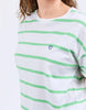 Halli short sleeve tee - white/spring green-Elm-Bold colourful stripes make for a fantastic layering piece. Constructed from 100% cotton slub jersey this mid weight layer is a wonderful colour pop for any wardrobe. Yarn Dye Stripe Ideal for layering Curved Hemline 100% Cotton Slub Jersey Model is 171cm and wears Size 10-Pash + Evolve