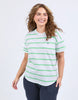 Halli short sleeve tee - white/spring green-Elm-Bold colourful stripes make for a fantastic layering piece. Constructed from 100% cotton slub jersey this mid weight layer is a wonderful colour pop for any wardrobe. Yarn Dye Stripe Ideal for layering Curved Hemline 100% Cotton Slub Jersey Model is 171cm and wears Size 10-Pash + Evolve