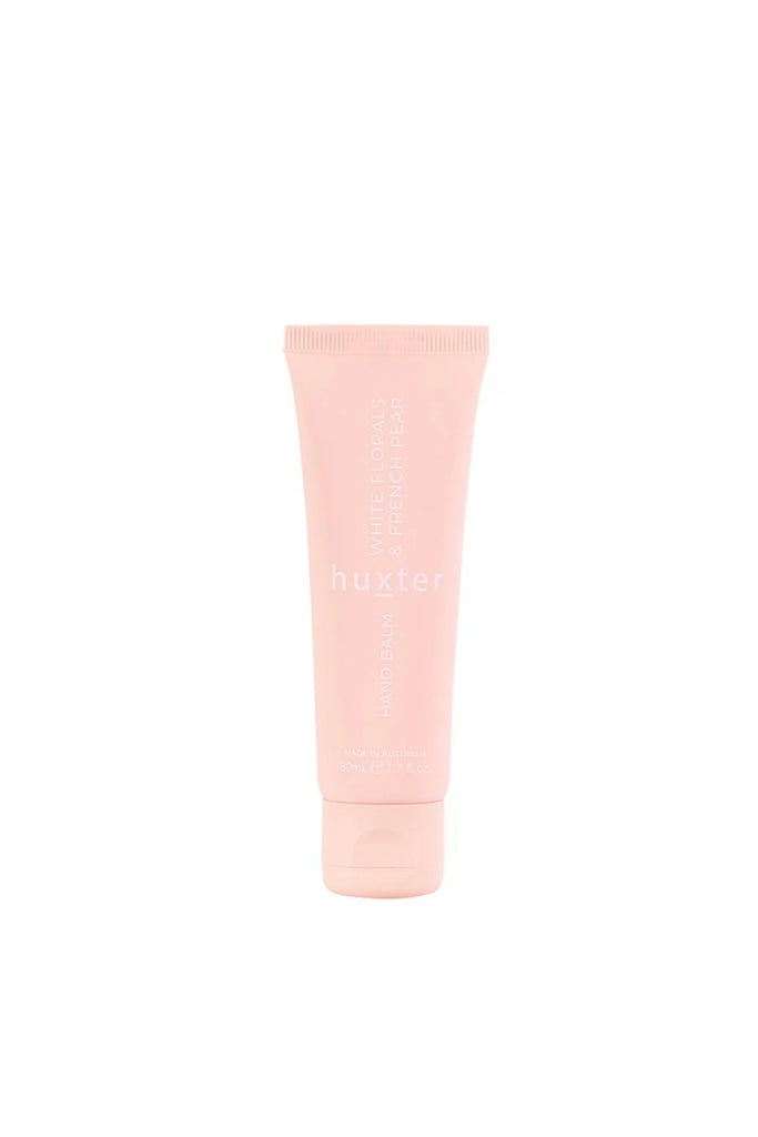 Hand Balm Gift Box - Mauve Flower - White florals & French Pear-Huxter-A beautifully presented hand balm designed to nourish, soften, and restore dry hands. Housed in an elegant mauve flower gift box, this 50ml balm is a thoughtful little luxury, perfect for everyday care or effortless gifting. Formulated with a deeply nourishing blend of avocado oil, coconut oil, shea, and cocoa butter, it helps revitalise the appearance of dry skin while keeping hands feeling smooth and comfortably hydrated. Enriched wit