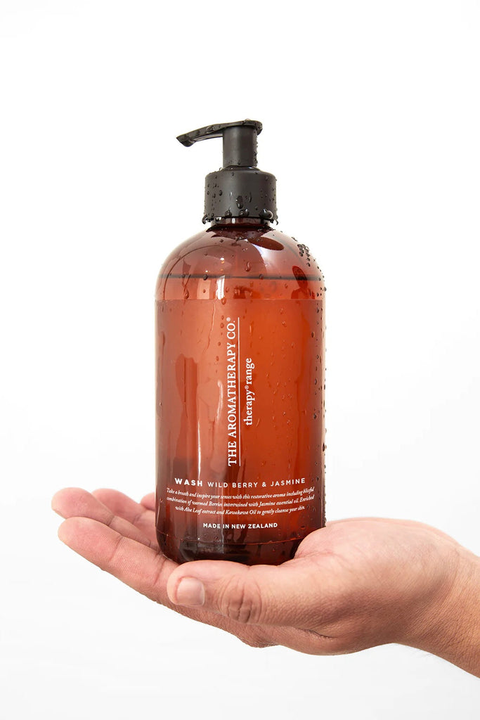 Hand & body wash - wild berry and Jasmine-Aromatherapy co-Savour the moment and indulge your cravings with this warm, sweetly spiced aroma. This blissful combination of warmed Berries intertwined with Jasmine essential oil focuses on restoring your inner-self from an emotional level to calm and recompose. Size: 500ml Aroma: Sweet Berries Floral Ingredients:Aqua, Lauryl Glucoside, Sodium Coco-Sulfate, Aloe Barbadensis Leaf Extract, Parfum, Macropiper Excelsum Leaf Extract, Benzyl Alcohol, Sodium Chloride, Ci