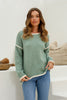 Hannah knit jumper - sage-Pash + Evolve-Our Hannah knit jumper is the perfect one for any occasion. Simply dress up or wear more casually on those cooler days! Featuring contrasting colours, round neckline & a hi-low hemline. *Hi-low hemline *Contrasting colours *Round neckline *Long sleeves-Pash + Evolve