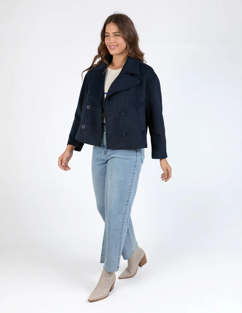 Harley peacoat - dark sapphire-Elm-Like your jackets slightly shorter? The Harley Peacoat is a stunning cropped coat that looks gorgeous when worn atop your favourite denim jeans for the ultimate in timeless chic! Cropped length Front pockets Button closure Model is wearing a size 10-Pash + Evolve