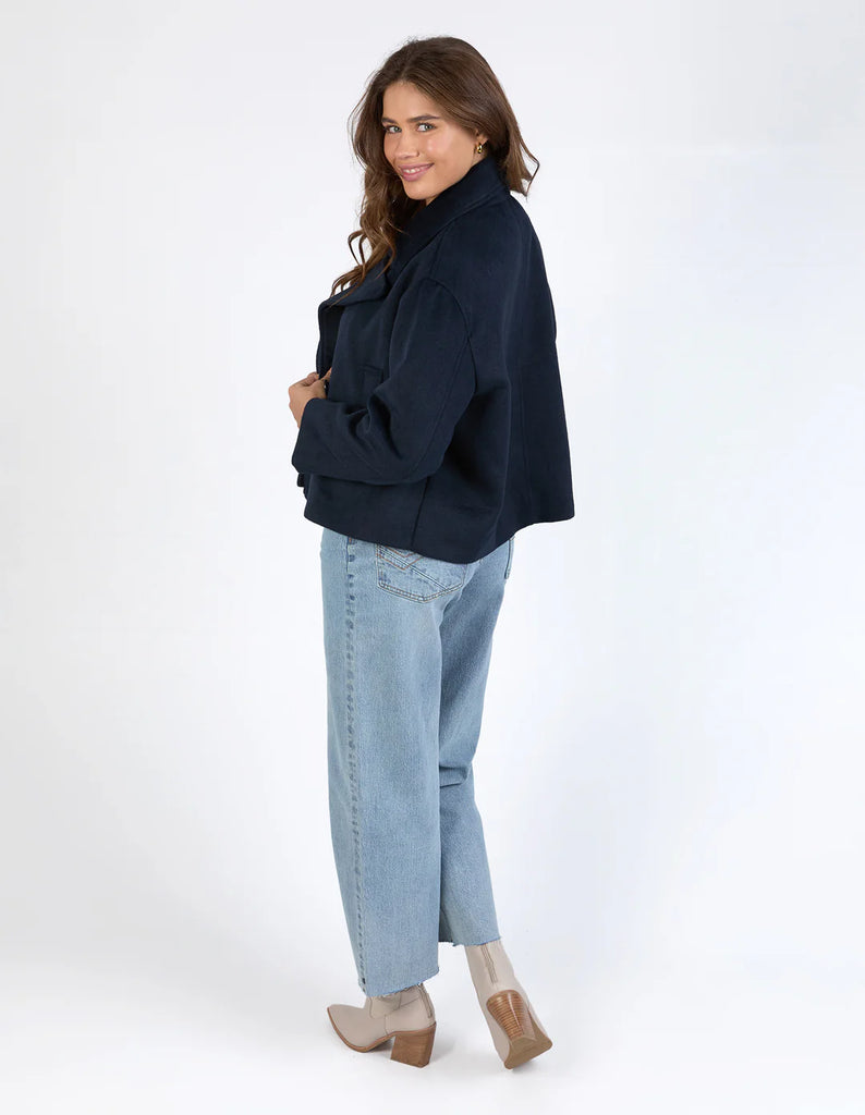 Harley peacoat - dark sapphire-Elm-Like your jackets slightly shorter? The Harley Peacoat is a stunning cropped coat that looks gorgeous when worn atop your favourite denim jeans for the ultimate in timeless chic! Cropped length Front pockets Button closure Model is wearing a size 10-Pash + Evolve