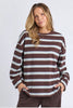 Harper long sleeve - coffee stripe-Foxwood-A little retro, a little sporty. The Harper Stripe Long Sleeve Tee brings easy energy with its yarn-dyed stripes and relaxed drape, finished with subtle chest embroidery for that signature touch. Soft, breathable cotton keeps it comfy from slow mornings to on-the-go afternoons. Just add your favourite denim or trackies and you're set. *Relaxed fit *Embroidery on chest *100% Cotton *Designed in Australia-Pash + Evolve