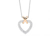 Heart with CZ 'X' pendant - rose gold-Ellani-Sterling silver pendant with cubic zirconia and rose gold plating.-Pash + Evolve