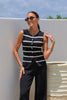 Henley knit vest - black-Pash + Evolve-Our stunning Henley knit vest is a must have! Featuring diamonte buttons, super stretchy material & black and white stripes. Pair with jeans or a skirt with your favourite sandals for a relaxed, stylish outfit. *Diamonte buttons *Super stretchy material *Short sleeve *Stripes *65% Cotton, 35% Viscose-Pash + Evolve