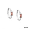 Hoop earrings with rhodolite baguette - silver-Ellani-16mm hoop earrings with rhodolite baguette Sterling silver, CZ Comes packaged in gorgeous Ellani packaging-Pash + Evolve