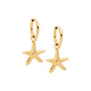 Hoop earrings with starfish drop - gold-Ellani-Stainless steel earrings with IP gold plating.-Pash + Evolve