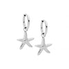 Hoop earrings with starfish drop - silver-Ellani-Stainless steel earrings.-Pash + Evolve