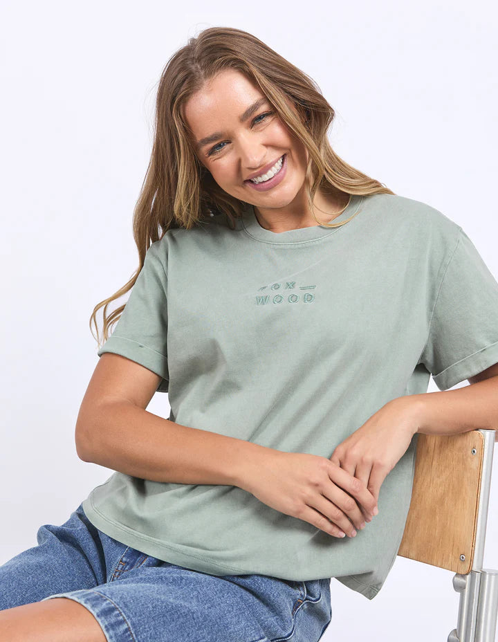 Huntleigh Oversized Tee - Iceberg Green-Foxwood-Classic oversized tee for casual everyday wear. Featuring front chest embroidery and made with fresh 100% cotton. Round neckline Front chest embroidery Oversized fit 100% Cotton Model is wearing a size 10-Pash + Evolve