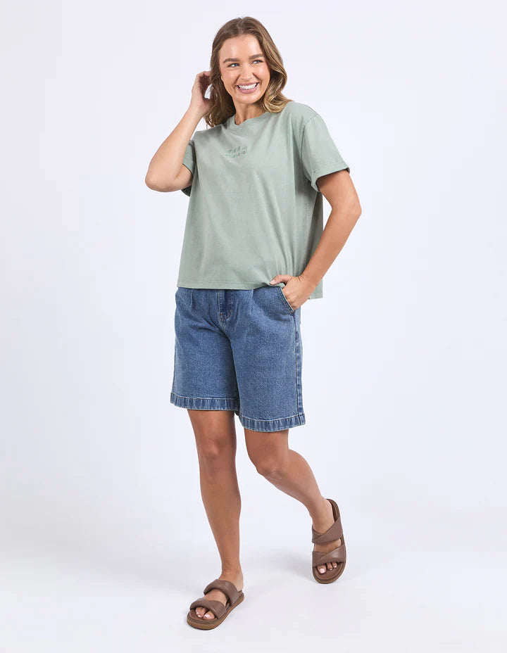 Huntleigh Oversized Tee - Iceberg Green-Foxwood-Classic oversized tee for casual everyday wear. Featuring front chest embroidery and made with fresh 100% cotton. Round neckline Front chest embroidery Oversized fit 100% Cotton Model is wearing a size 10-Pash + Evolve