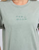 Huntleigh Oversized Tee - Iceberg Green-Foxwood-Classic oversized tee for casual everyday wear. Featuring front chest embroidery and made with fresh 100% cotton. Round neckline Front chest embroidery Oversized fit 100% Cotton Model is wearing a size 10-Pash + Evolve