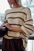 Lila Oversized Knit Crew - ecru stripe