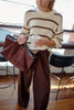 Lila Oversized Knit Crew - ecru stripe