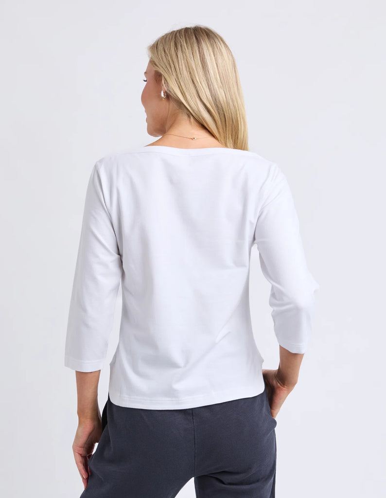 Eliza Boat Neck Tee - White