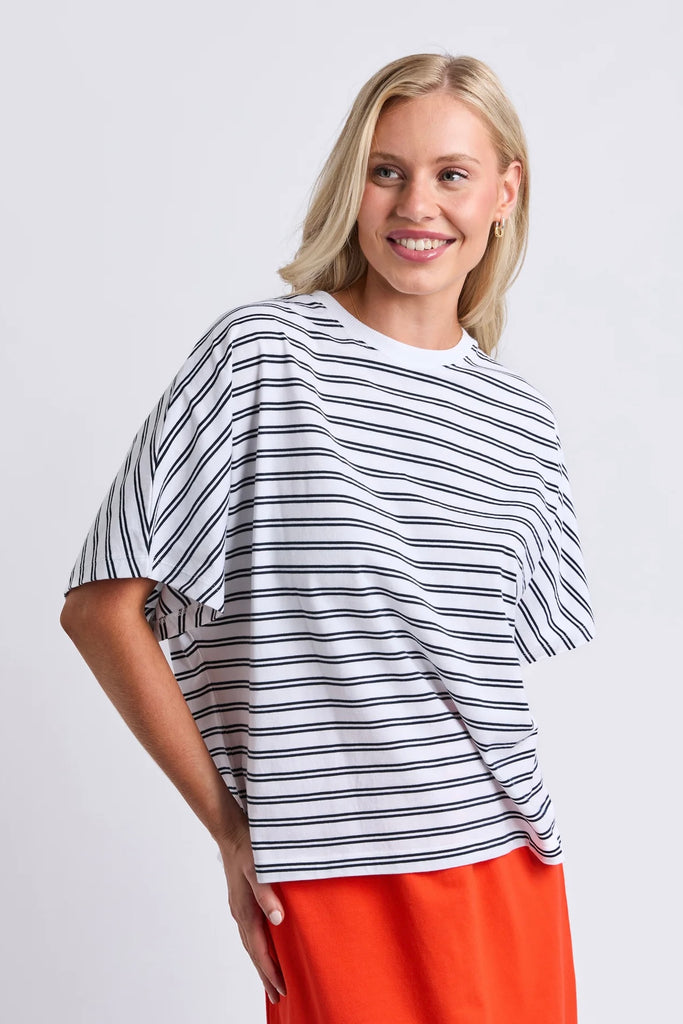 Luna Short Sleeve Tee - White/Navy Stripe