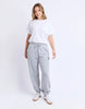 Intention trackpant - grey marle/navy-Foxwood-Your off-duty uniform just got an upgrade. The Intention Trackpant pairs a relaxed fit with soft cotton comfort, finished with a drawcord waist and elastic cuffs for that easy, pulled-together feel. The Foxwood side leg print adds a sporty edge, making them perfect for everything from slow mornings to weekend errands. Foxwood exclusive side leg artwork Elastic waist with drawcord Elastic cuff 100% Cotton Our model is 176cm and wears Size 10-Pash + Evolve