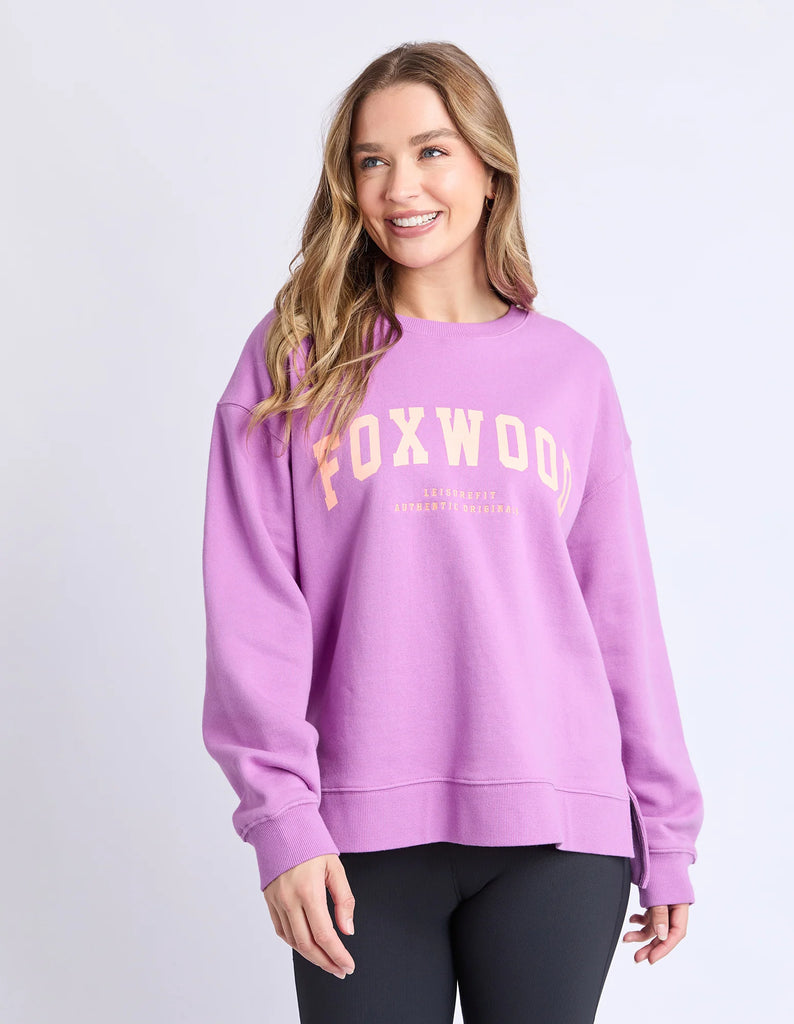 Interval Crew - Purple/Orange-Pash + Evolve-The Interval Crew is our designers new favourite this season. Featuring all the classic heritage of Foxwood LeisureFit fleece this oversized fitting crew sports a large print along the back shoulders and is both comfortable and cool. Front chest print Large back & sleeve print Oversized fit 100% Cotton Our model is 176cm and wears Size 10-Pash + Evolve