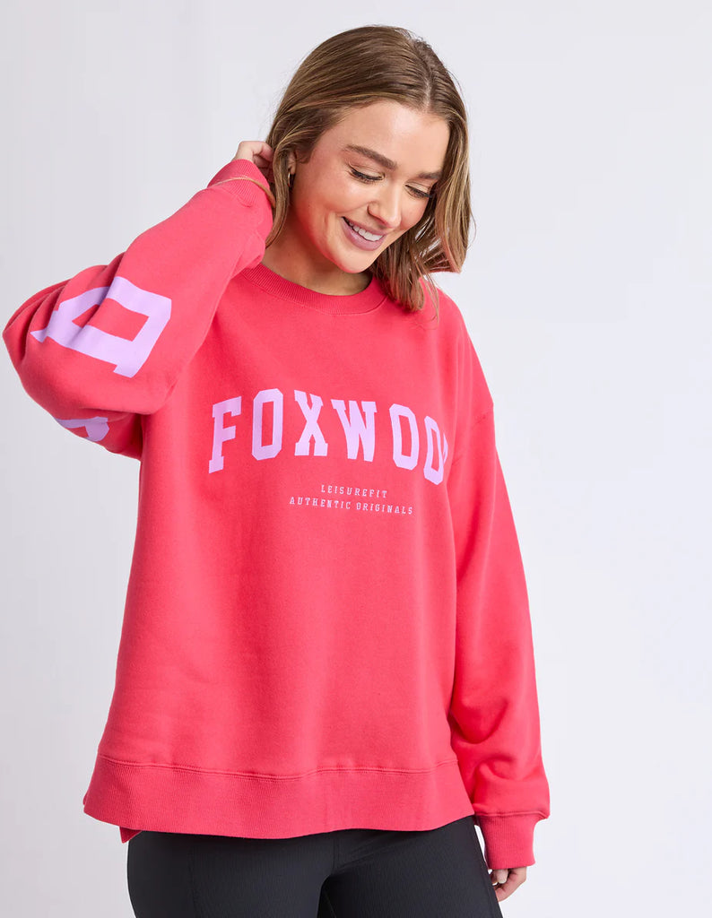 Interval Crew - Raspberry & Neon Lilac-Foxwood-The Interval Crew is our designers new favourite this season. Featuring all the classic heritage of Foxwood LeisureFit fleece this relaxed fitting crew sports a oversized print along the back shoulders and is both comfortable and cool. Front Chest Print Large Back & Sleeve Print Relaxed Fit 100% Cotton Model is 176cm and wears size 10-Pash + Evolve