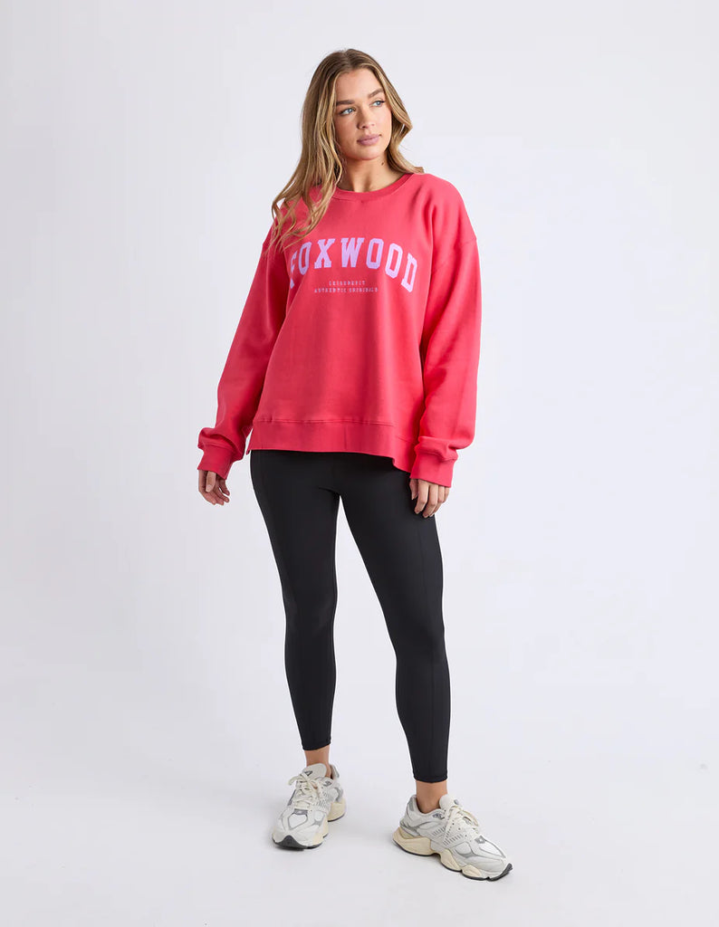 Interval Crew - Raspberry & Neon Lilac-Foxwood-The Interval Crew is our designers new favourite this season. Featuring all the classic heritage of Foxwood LeisureFit fleece this relaxed fitting crew sports a oversized print along the back shoulders and is both comfortable and cool. Front Chest Print Large Back & Sleeve Print Relaxed Fit 100% Cotton Model is 176cm and wears size 10-Pash + Evolve