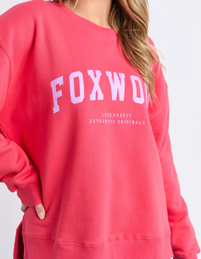 Interval Crew - Raspberry & Neon Lilac-Foxwood-The Interval Crew is our designers new favourite this season. Featuring all the classic heritage of Foxwood LeisureFit fleece this relaxed fitting crew sports a oversized print along the back shoulders and is both comfortable and cool. Front Chest Print Large Back & Sleeve Print Relaxed Fit 100% Cotton Model is 176cm and wears size 10-Pash + Evolve