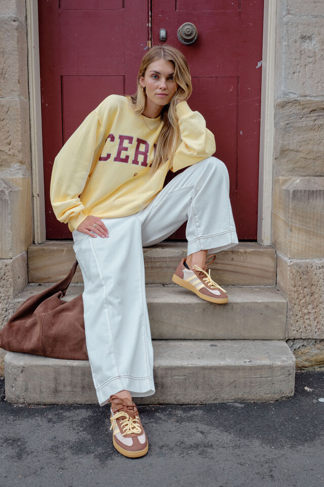 Isla Oversized Slouchy Crew - Butter Burgundy-Ceres Life-Organic Cotton blend Loopback Oversized fit Drop shoulder Thumb hole in cuff Pockets in side seams-Pash + Evolve