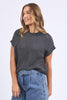 Isla knit vest - charcoal-Foxwood-*Knit vest *Round neckline *Ribbed neckline *Short sleeve *Cotton/Metallic blend *Designed in Australia-Pash + Evolve