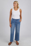 Izzy wide leg jean - light blue-Elm-The Izzy Wide Leg Jean Is Casual And Fun. Made From Light-Blue Stretch Denim These Jeans Feature A Wide Leg, Front & Back Pockets And A High Rise. These Will Be Your Favourite Jean From Weekday To Weekend! The Wide Leg Jean Fitted Waist & Hi-Rise Full Length Stretch Denim Model is 169cm and wears Size 10-Pash + Evolve